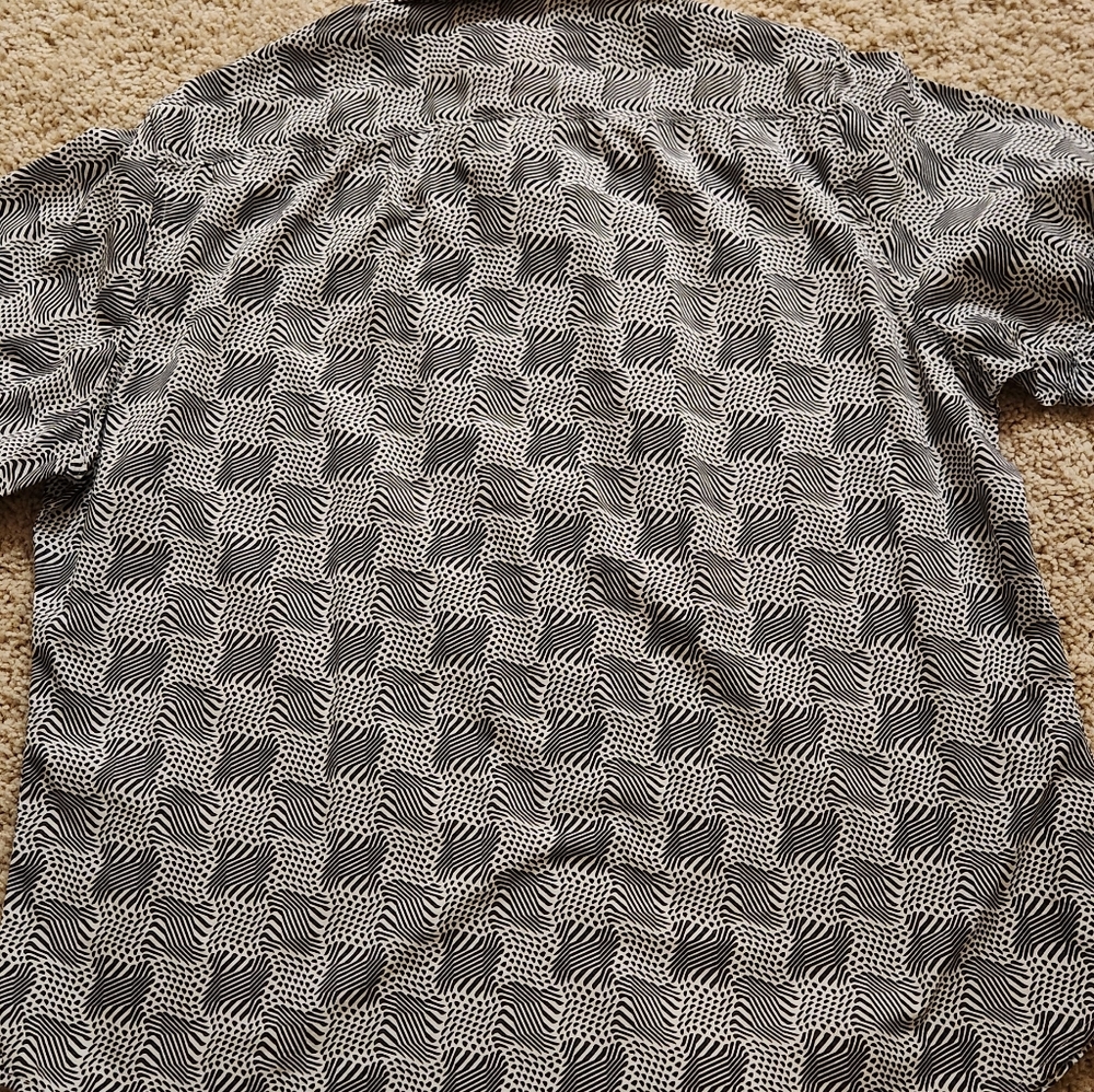 Robert Graham Shirt Short sleeve.Black & White Cotton Button Up Size L - Picture 2 of 6